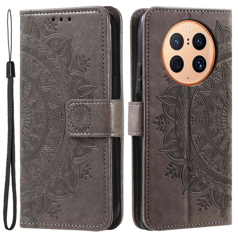 Huawei Mate 50 Pro Handytasche Mandala Grau