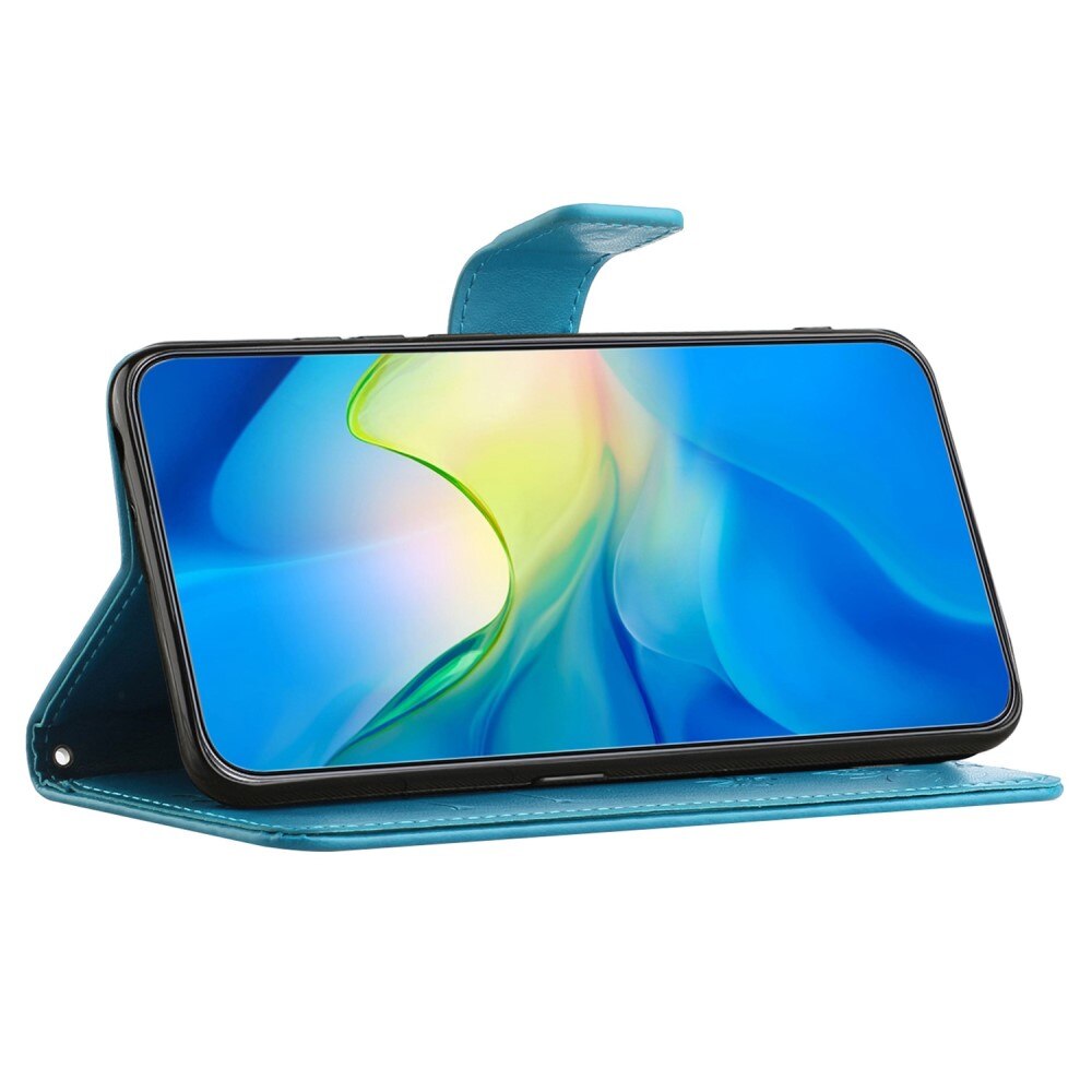 Motorola Moto E22i Handyhülle mit Schmetterlingsmuster, Blau