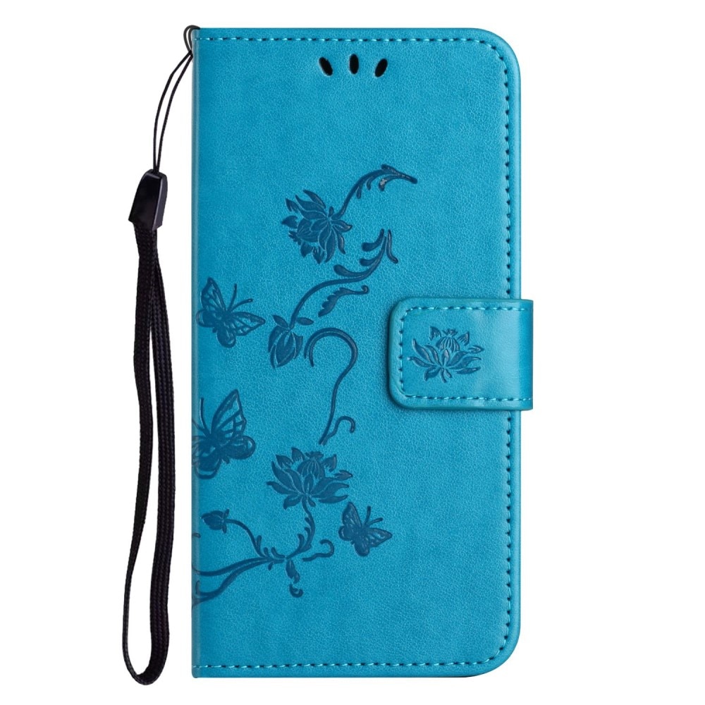 Motorola Moto E22i Handyhülle mit Schmetterlingsmuster, blau