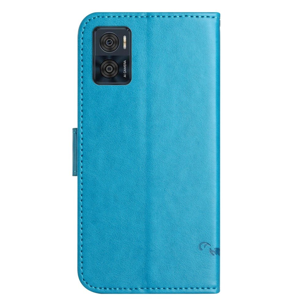 Motorola Moto E22i Handyhülle mit Schmetterlingsmuster, Blau