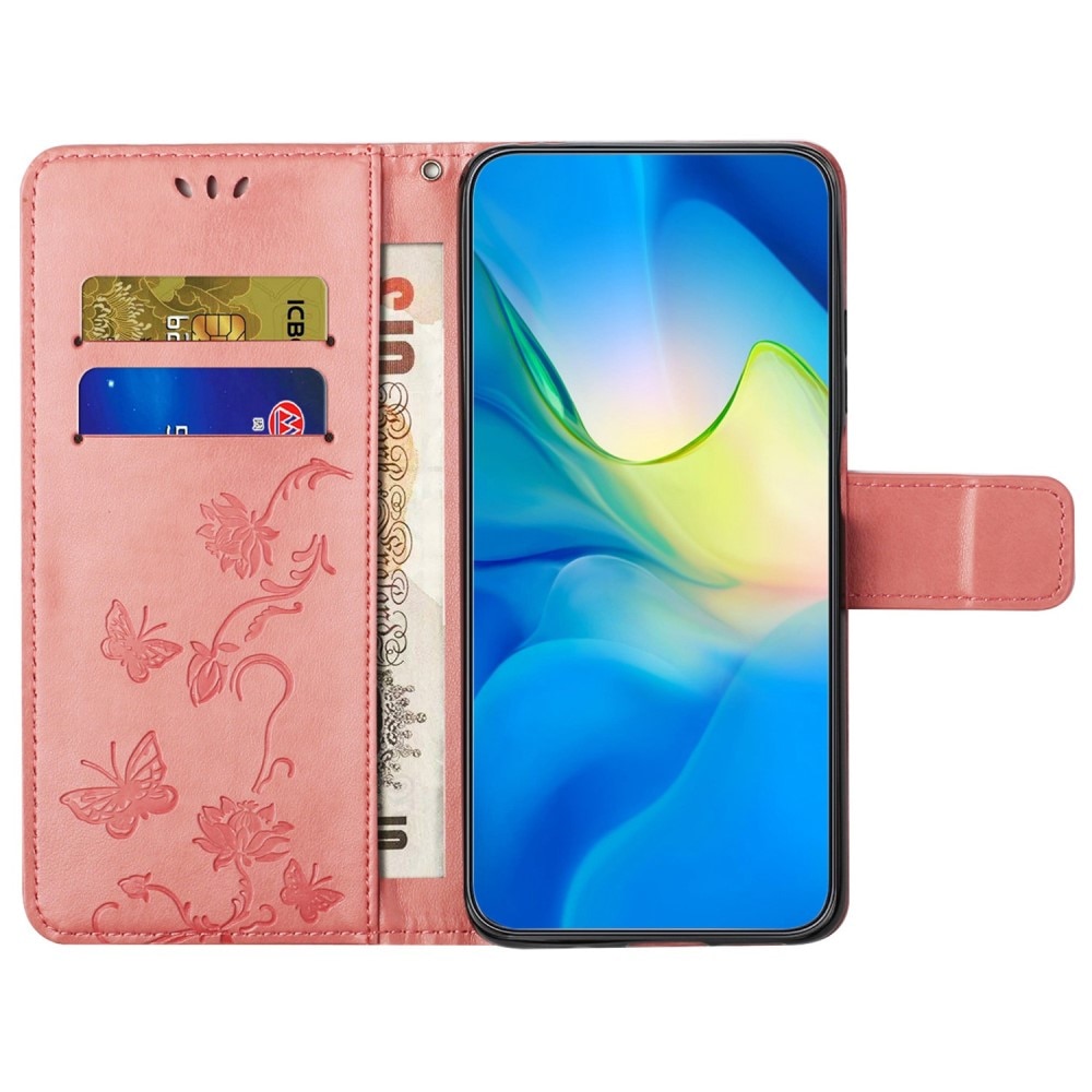 Motorola Moto E22i Handyhülle mit Schmetterlingsmuster, rosa