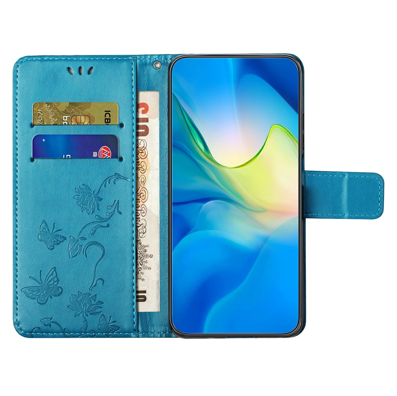 Samsung Galaxy A17 Handyhülle mit Schmetterlingsmuster, Blau