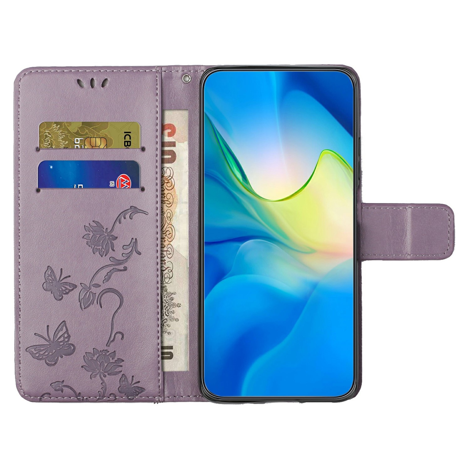 Samsung Galaxy A17 Handyhülle mit Schmetterlingsmuster, Lila