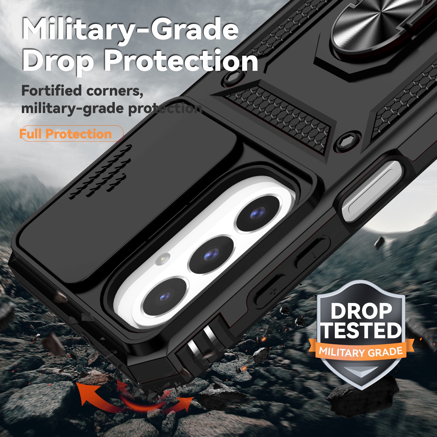 Samsung Galaxy A17 Hybrid-Hülle Ring + Kameraschutz Schwarz