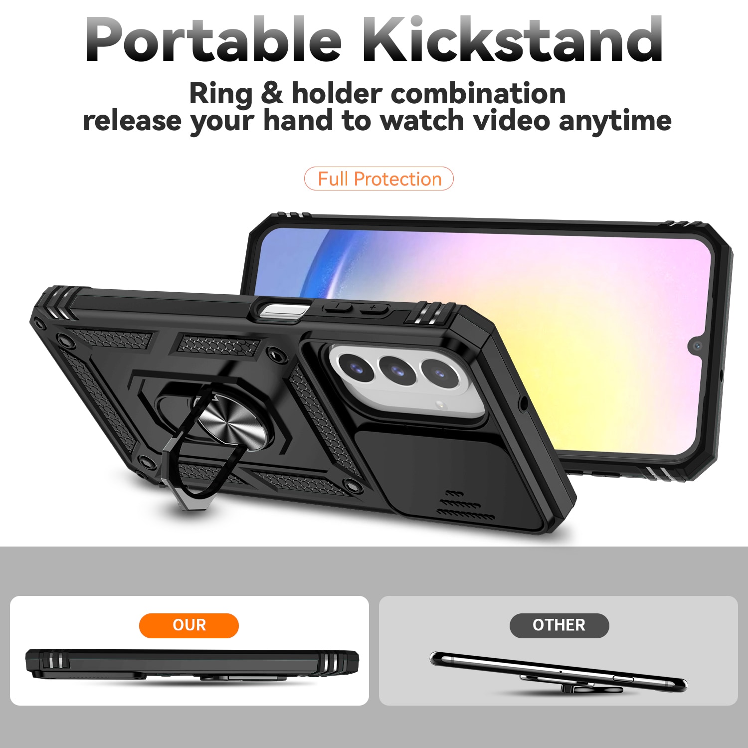 Samsung Galaxy A17 Hybrid-Hülle Ring + Kameraschutz Schwarz