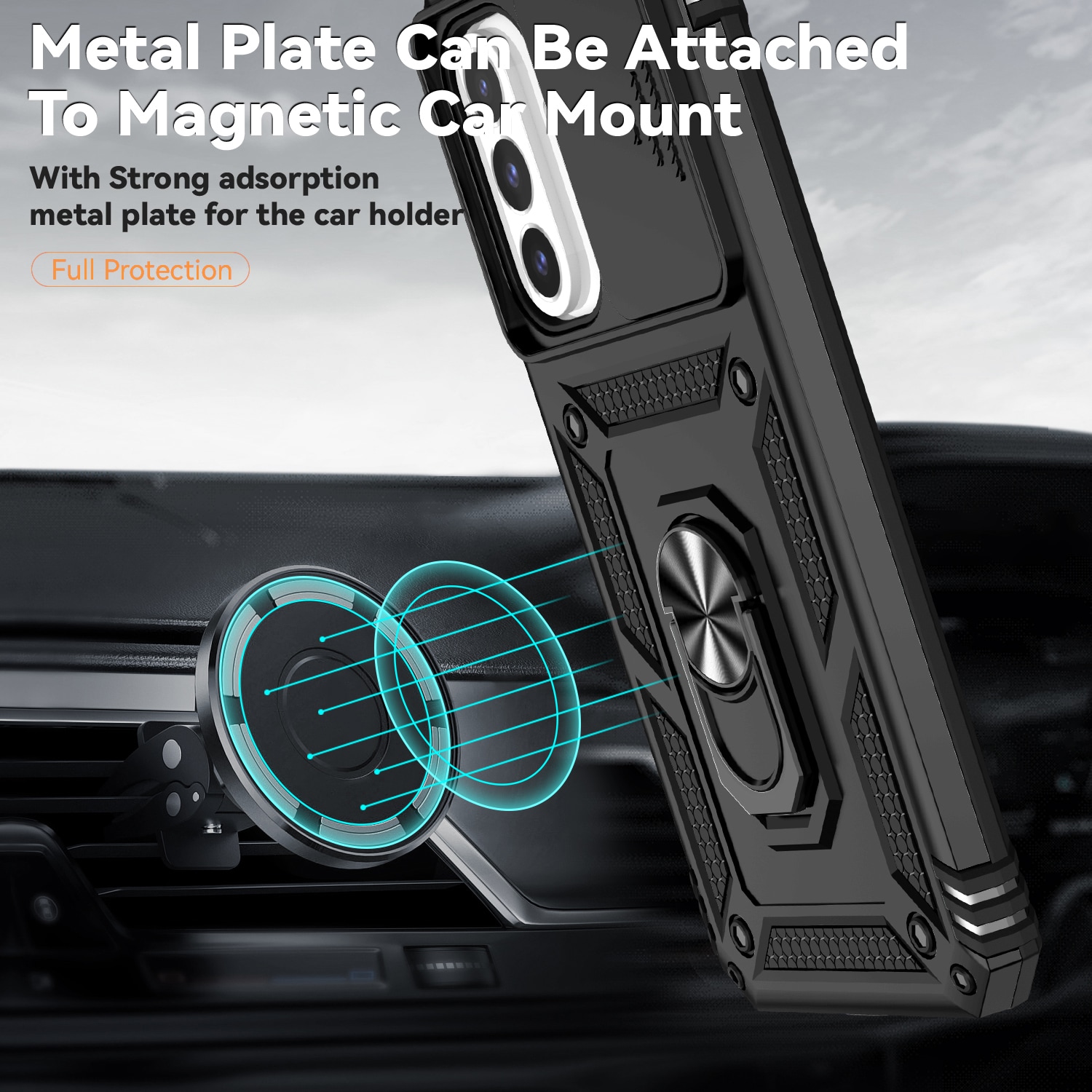 Samsung Galaxy A17 Hybrid-Hülle Ring + Kameraschutz Schwarz