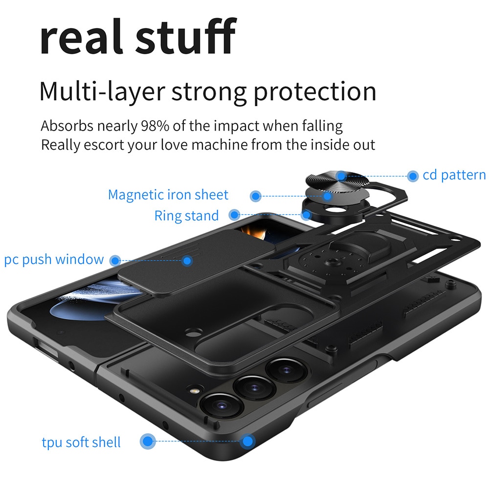 Samsung Galaxy Z Fold 7 Hybrid-Hülle Tech Ring+Kameraschutz schwarz