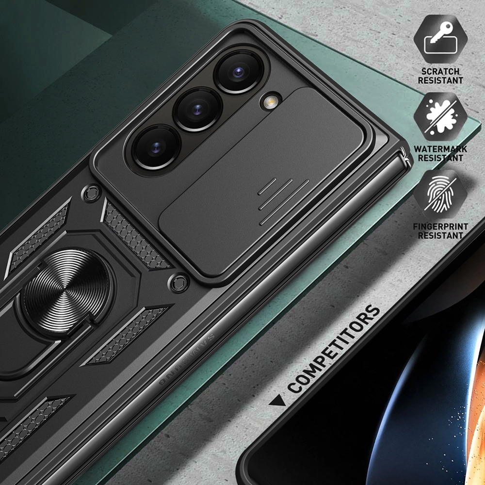 Samsung Galaxy Z Fold 7 Hybrid-Hülle Tech Ring+Kameraschutz schwarz