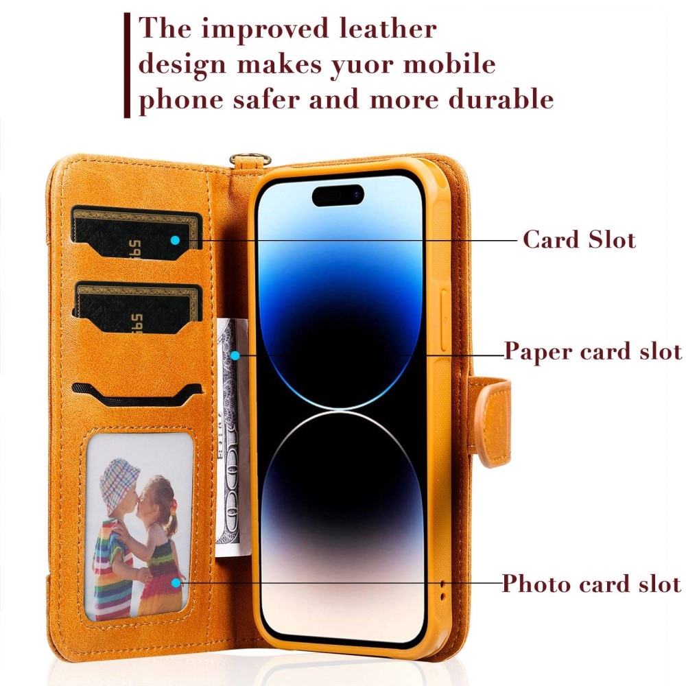iPhone 14 Pro Magnet Leather Wallet Cognac