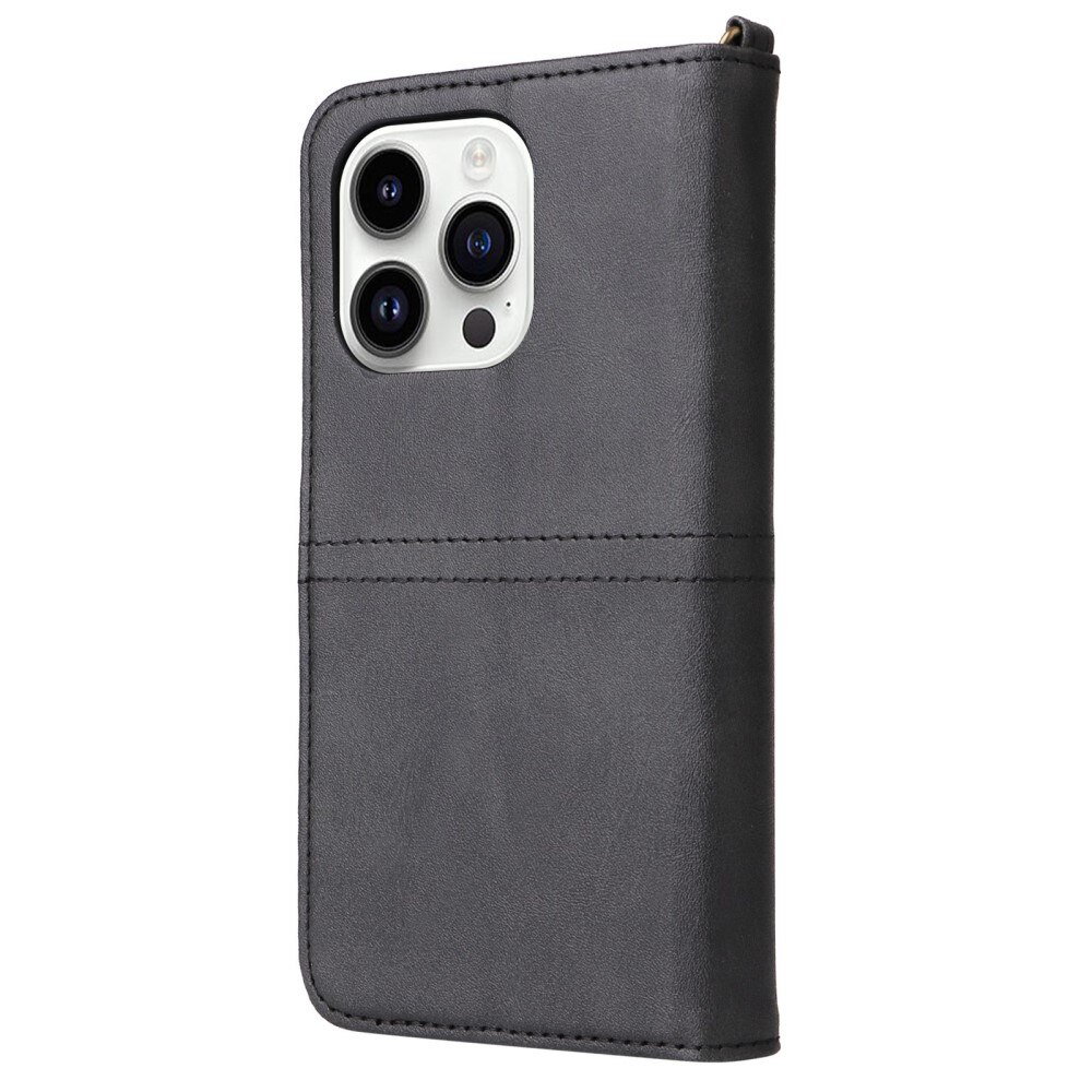 iPhone 14 Pro Magnet Leather Wallet Schwarz