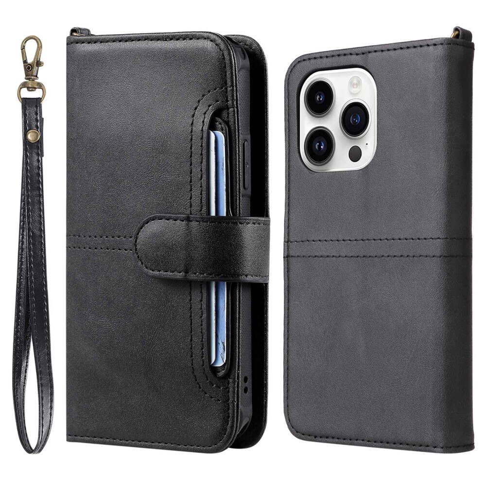 iPhone 14 Pro Magnet Leather Wallet Schwarz