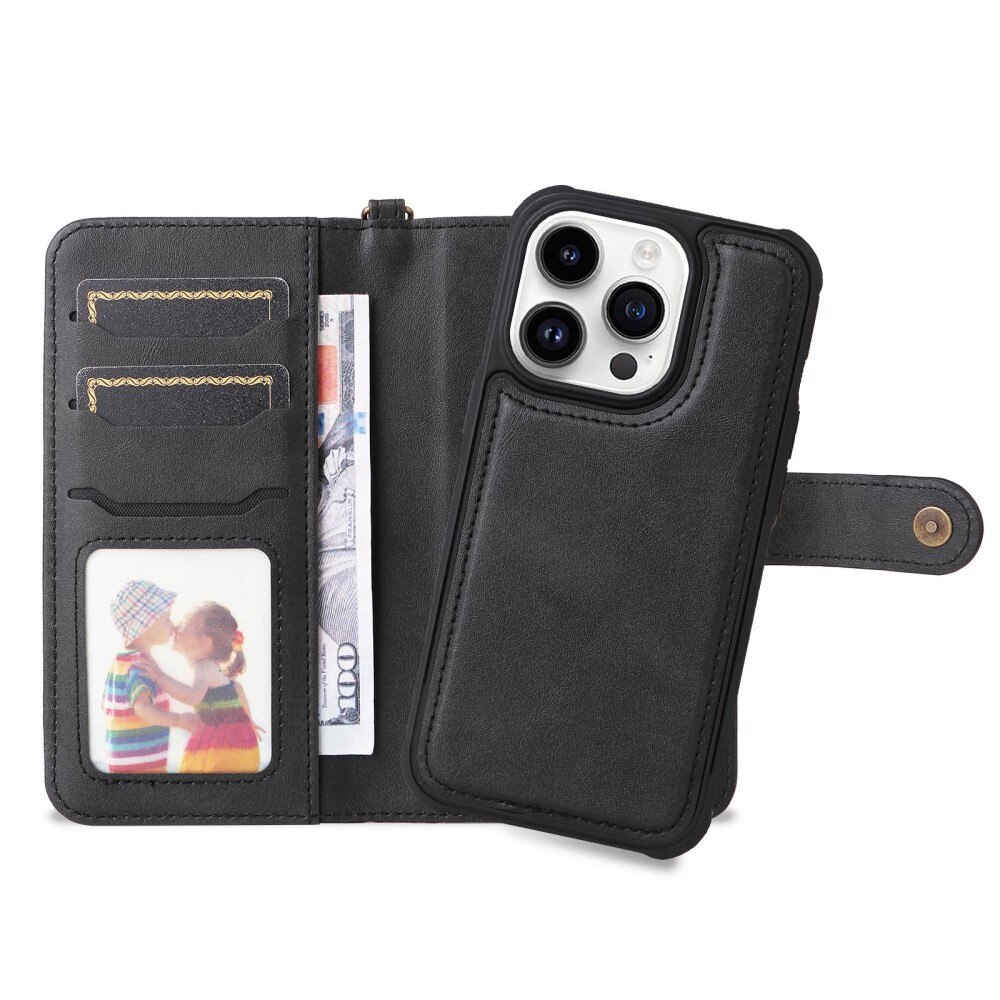 iPhone 14 Pro Magnet Leather Wallet Schwarz