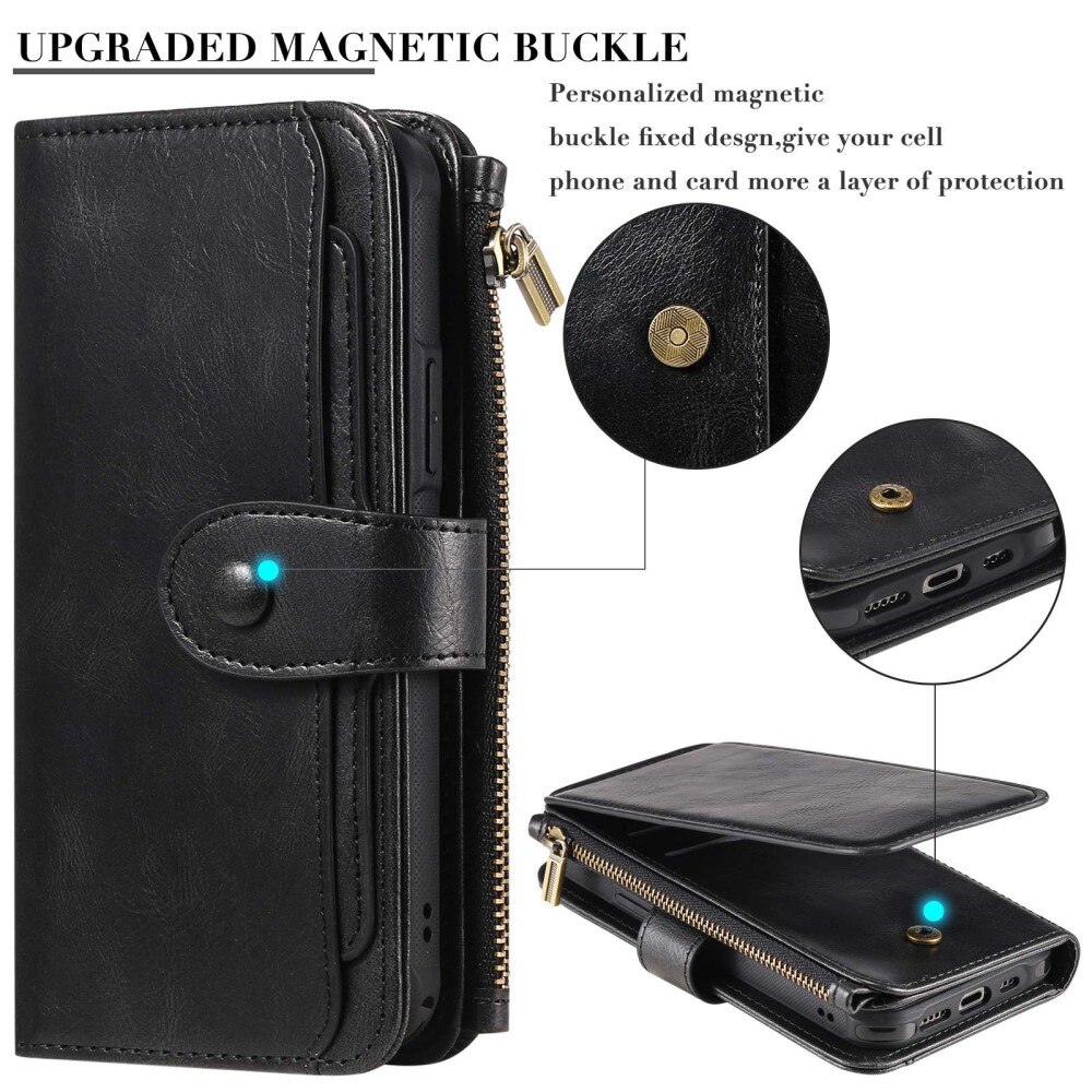 iPhone 14 Pro Max Magnet Leather Multi-Wallet Schwarz