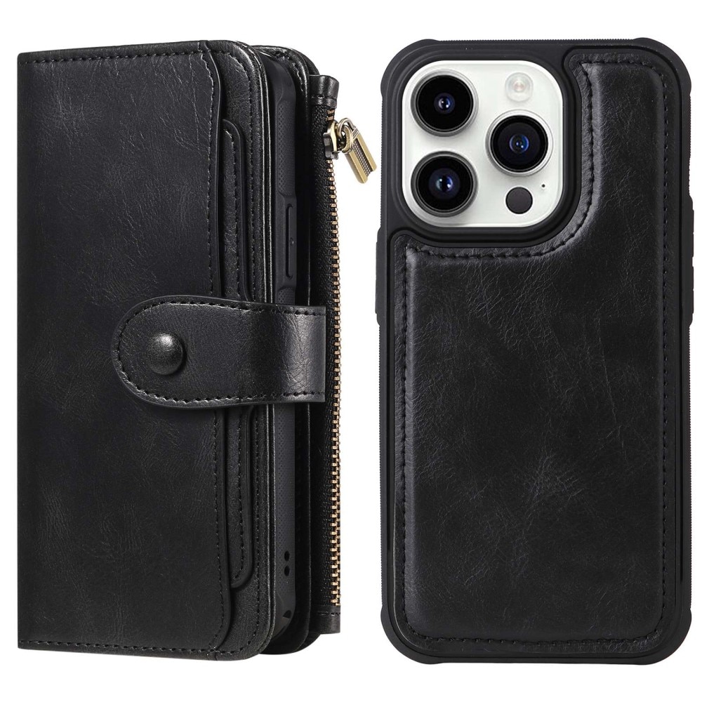 iPhone 14 Pro Magnet Leather Multi-Wallet Schwarz