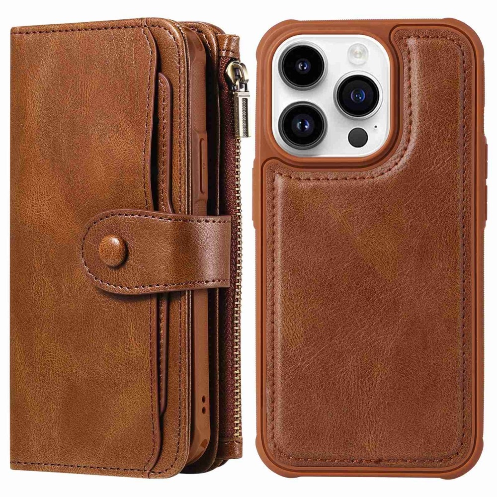 iPhone 14 Pro Magnet Leather Multi-Wallet Braun