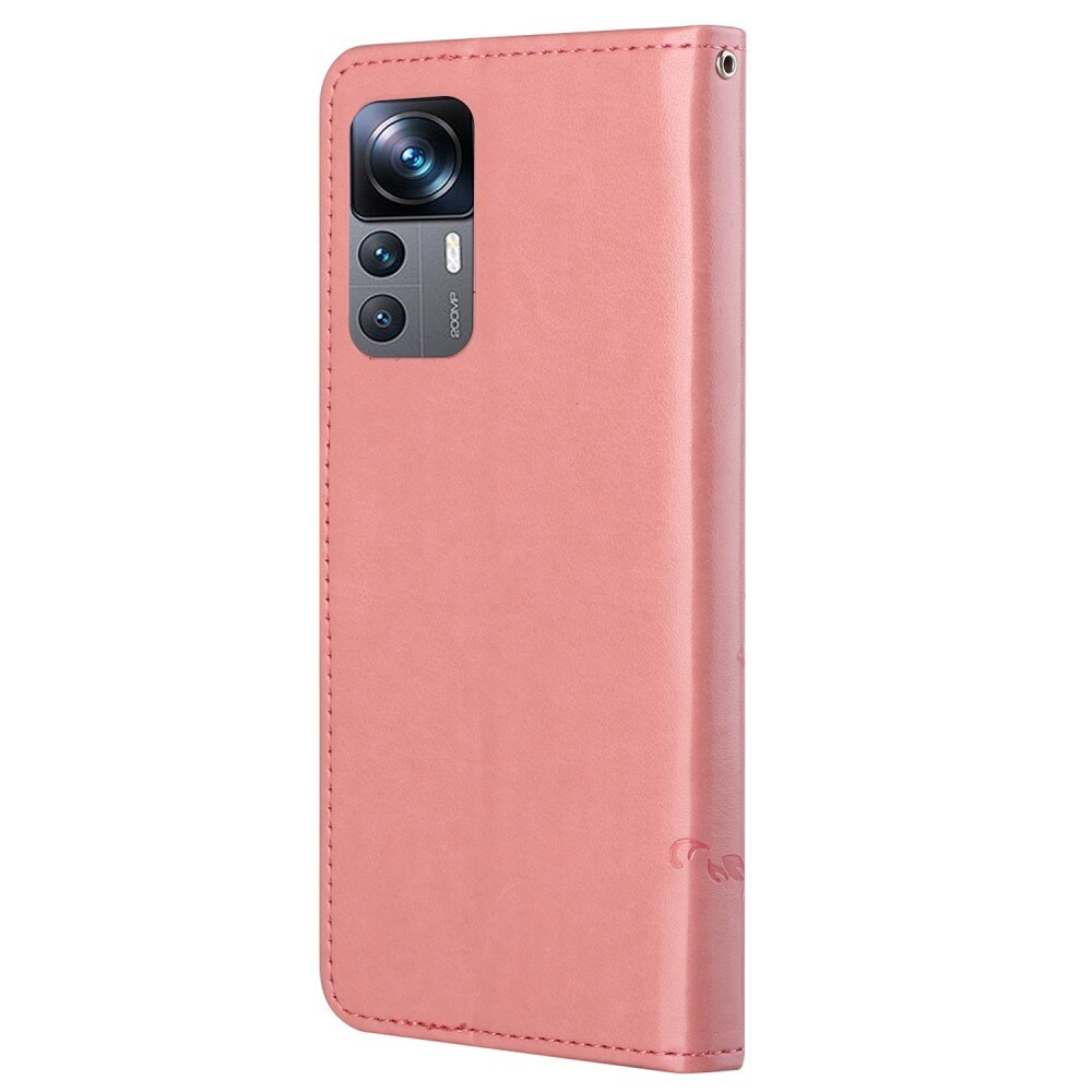 Xiaomi 12T/12T Pro Handyhülle mit Schmetterlingsmuster, rosa