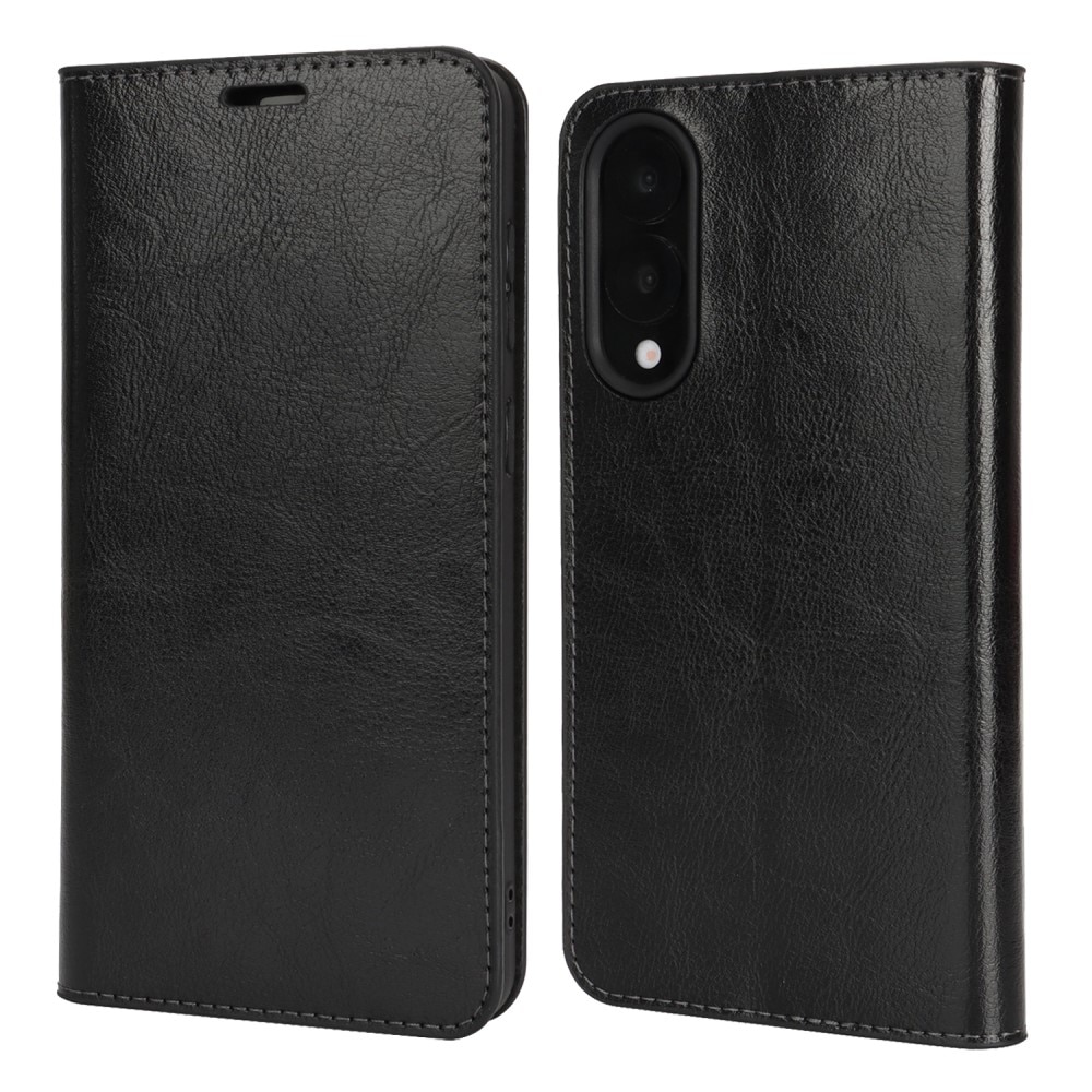 Samsung Galaxy S25 Edge Handytasche aus Echtem Leder Schwarz