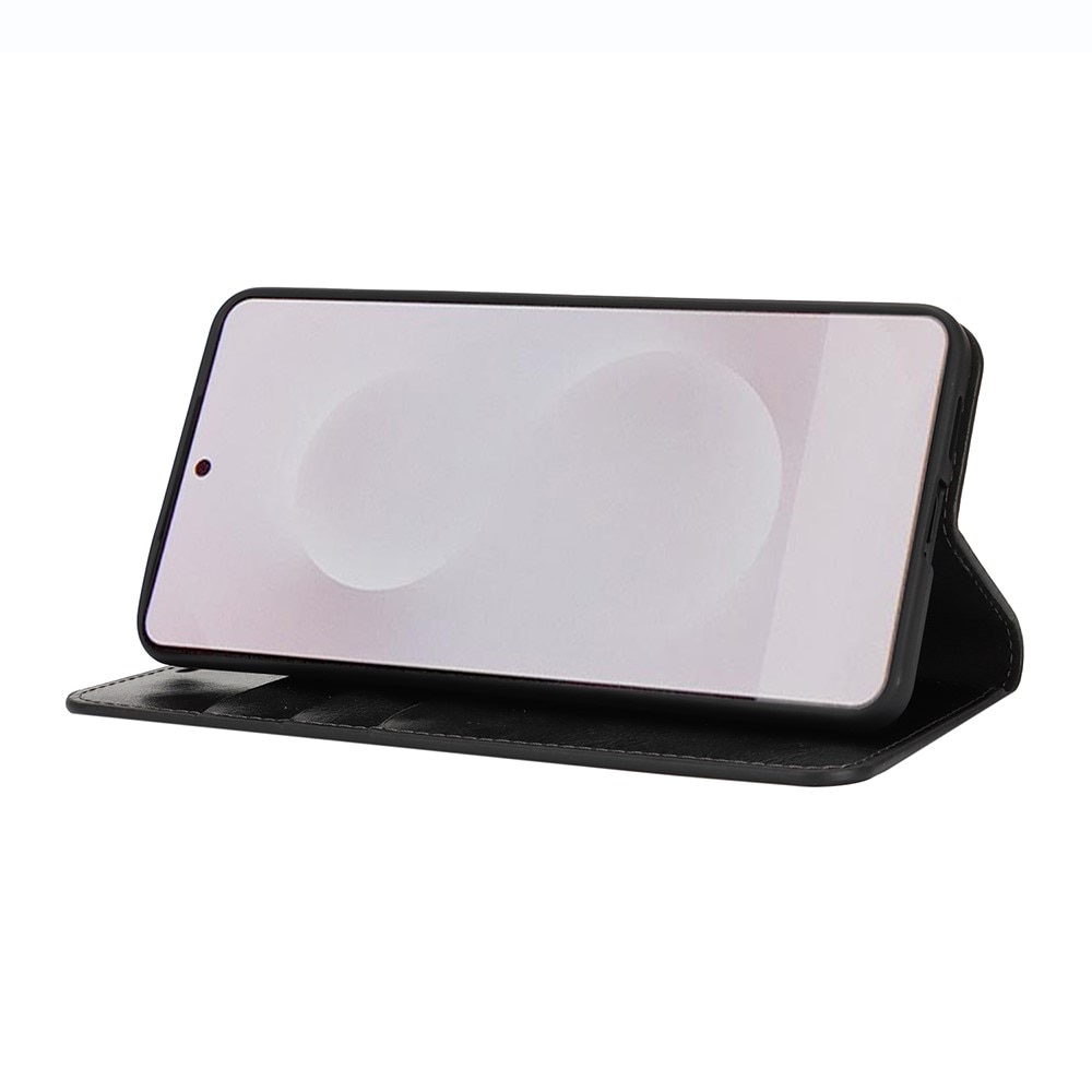 Samsung Galaxy S25 Edge Handytasche aus Echtem Leder Schwarz