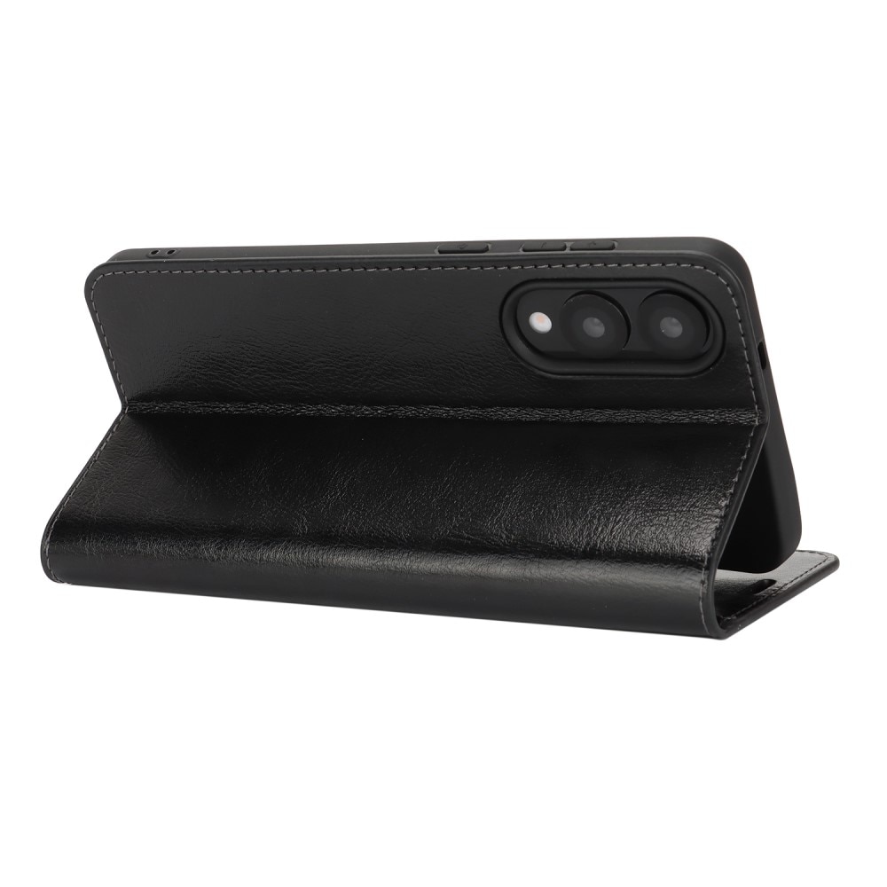 Samsung Galaxy S25 Edge Handytasche aus Echtem Leder Schwarz