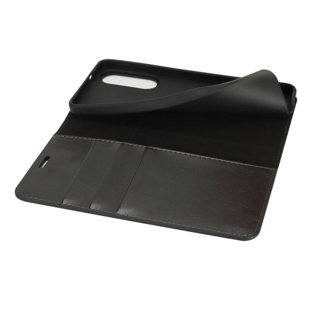 Samsung Galaxy S25 Edge Handytasche aus Echtem Leder Schwarz