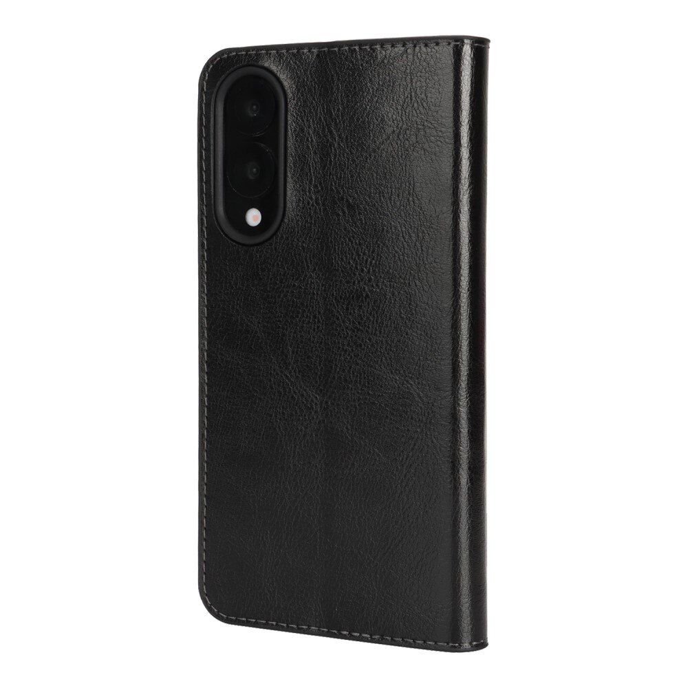 Samsung Galaxy S25 Edge Handytasche aus Echtem Leder Schwarz