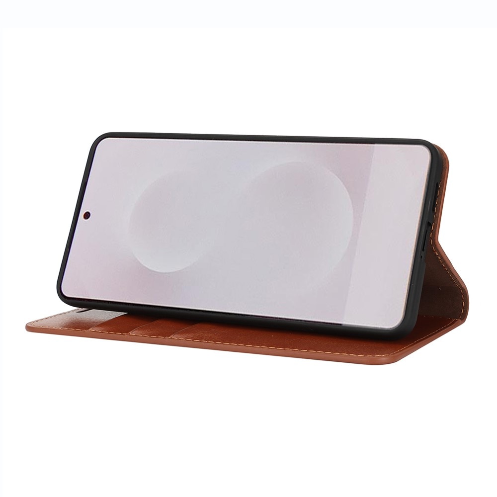 Samsung Galaxy S25 Edge Handytasche aus Echtem Leder Braun