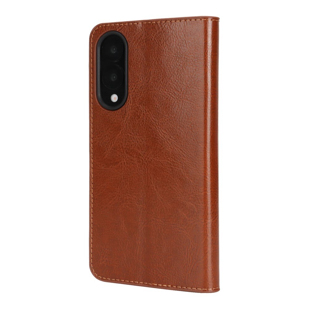 Samsung Galaxy S25 Edge Handytasche aus Echtem Leder Braun