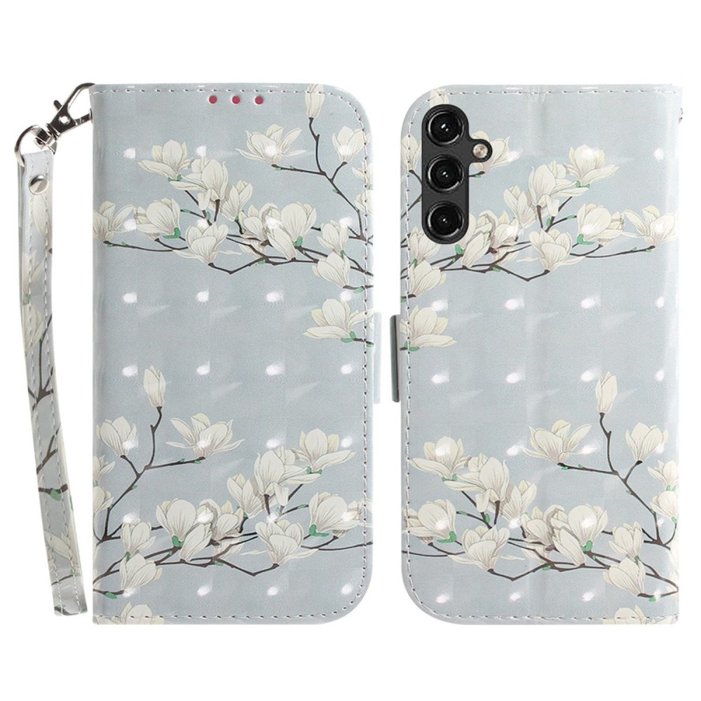 Samsung Galaxy A14 Handytasche 3D weiße Blumen