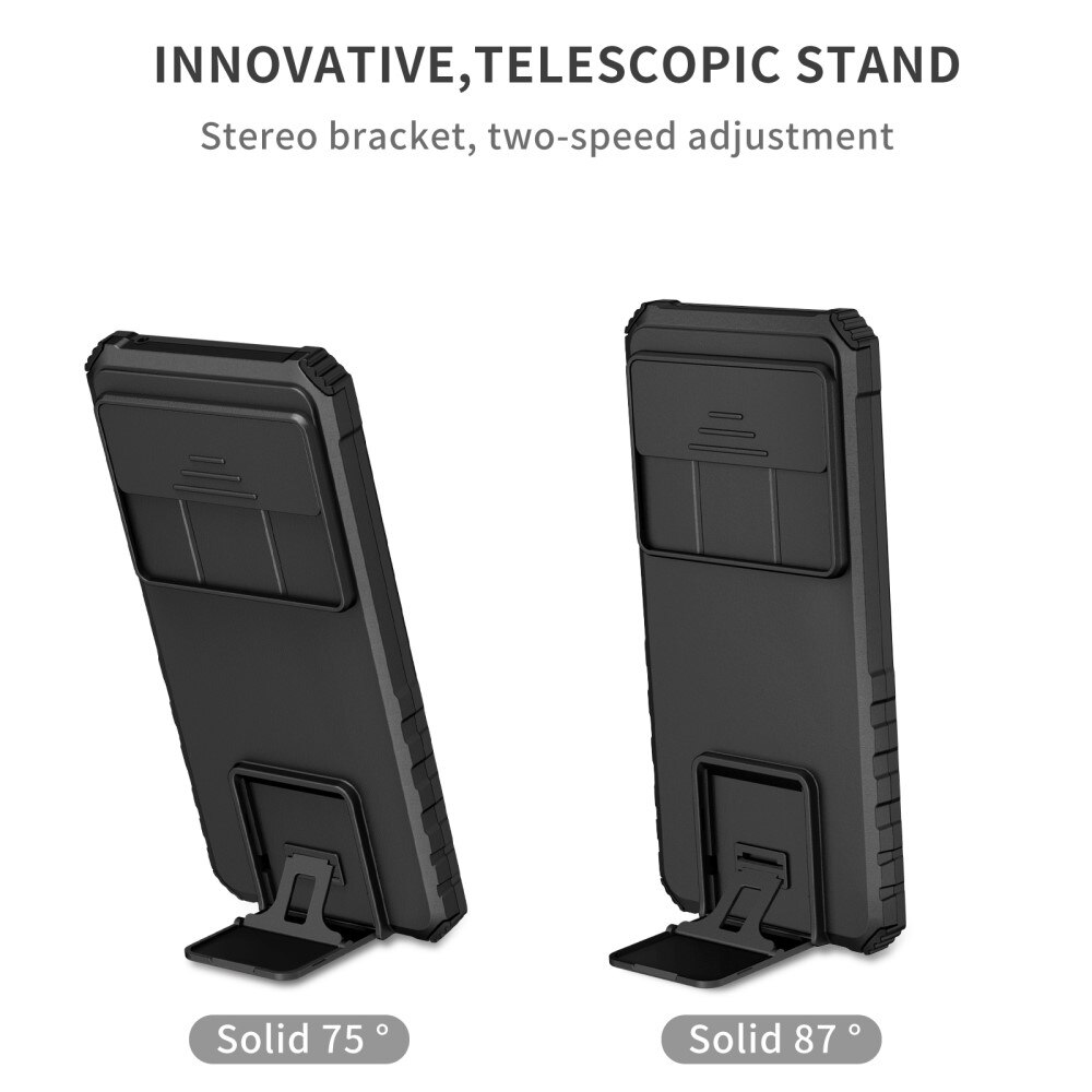 Google Pixel 9 Pro XL Kickstand Handyhülle mit Kameraabdeckung Schwarz