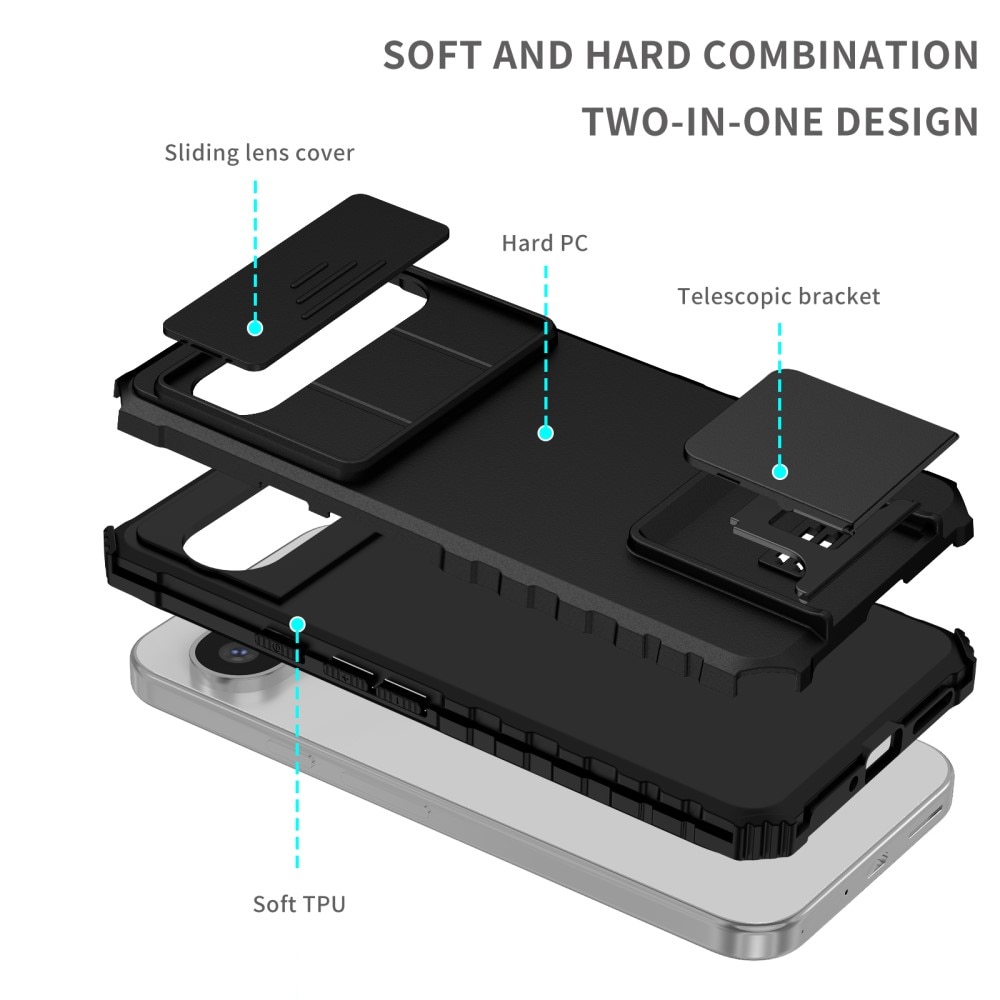 Google Pixel 9 Pro XL Kickstand Handyhülle mit Kameraabdeckung Schwarz