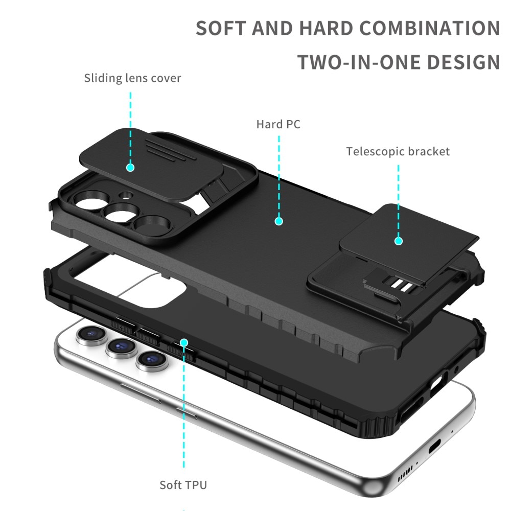 Samsung Galaxy A56 Kickstand Handyhülle mit Kameraabdeckung Schwarz