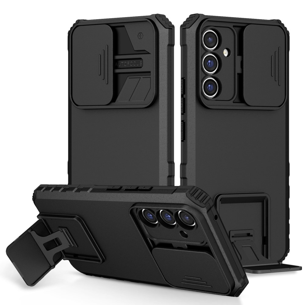 Samsung Galaxy A56 Kickstand Handyhülle mit Kameraabdeckung Schwarz