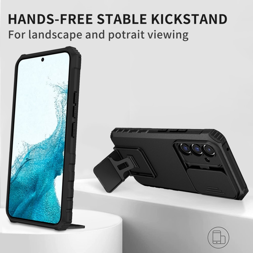 Samsung Galaxy A56 Kickstand Handyhülle mit Kameraabdeckung Schwarz