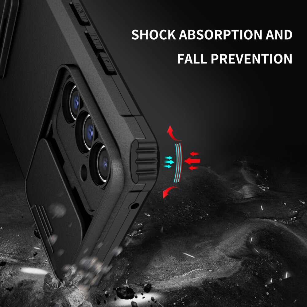 Samsung Galaxy A56 Kickstand Handyhülle mit Kameraabdeckung Schwarz