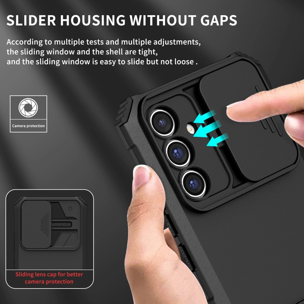 Samsung Galaxy A56 Kickstand Handyhülle mit Kameraabdeckung Schwarz