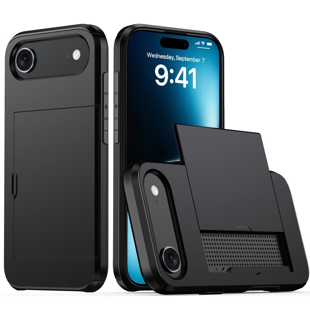 iPhone 17 Air Handyhülle mit Kartenhalter Schwarz