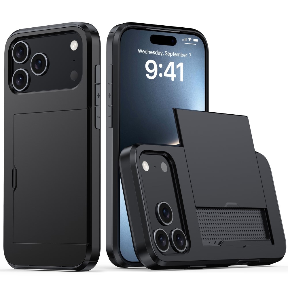 iPhone 17 Pro Handyhülle mit Kartenhalter Schwarz