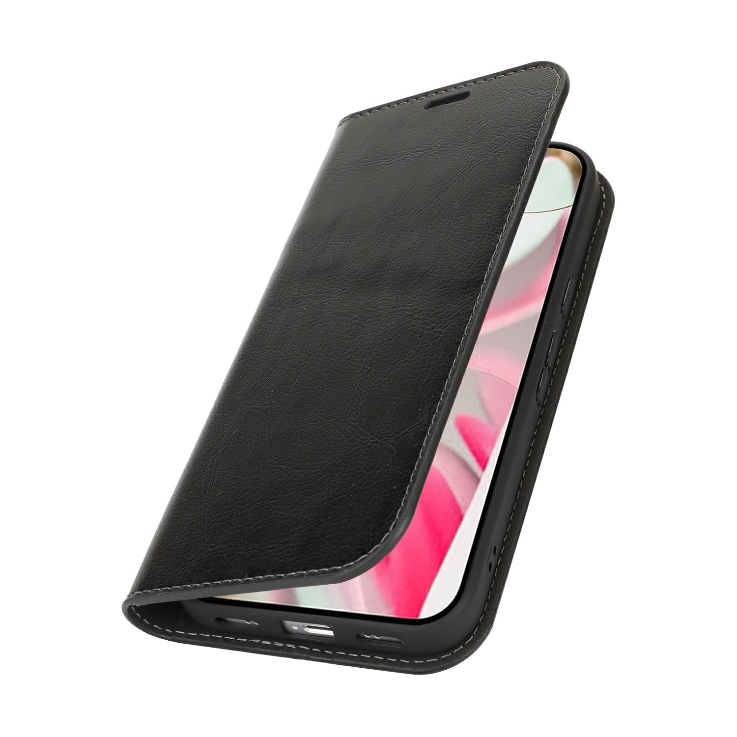 Google Pixel 10 Handytasche aus Echtem Leder Schwarz