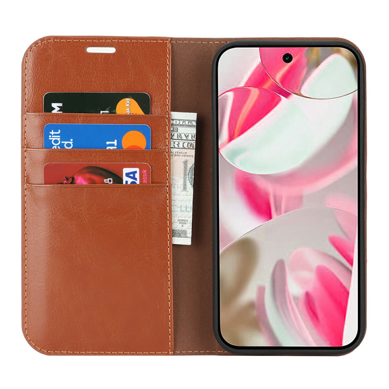 Google Pixel 10 Handytasche aus Echtem Leder Braun