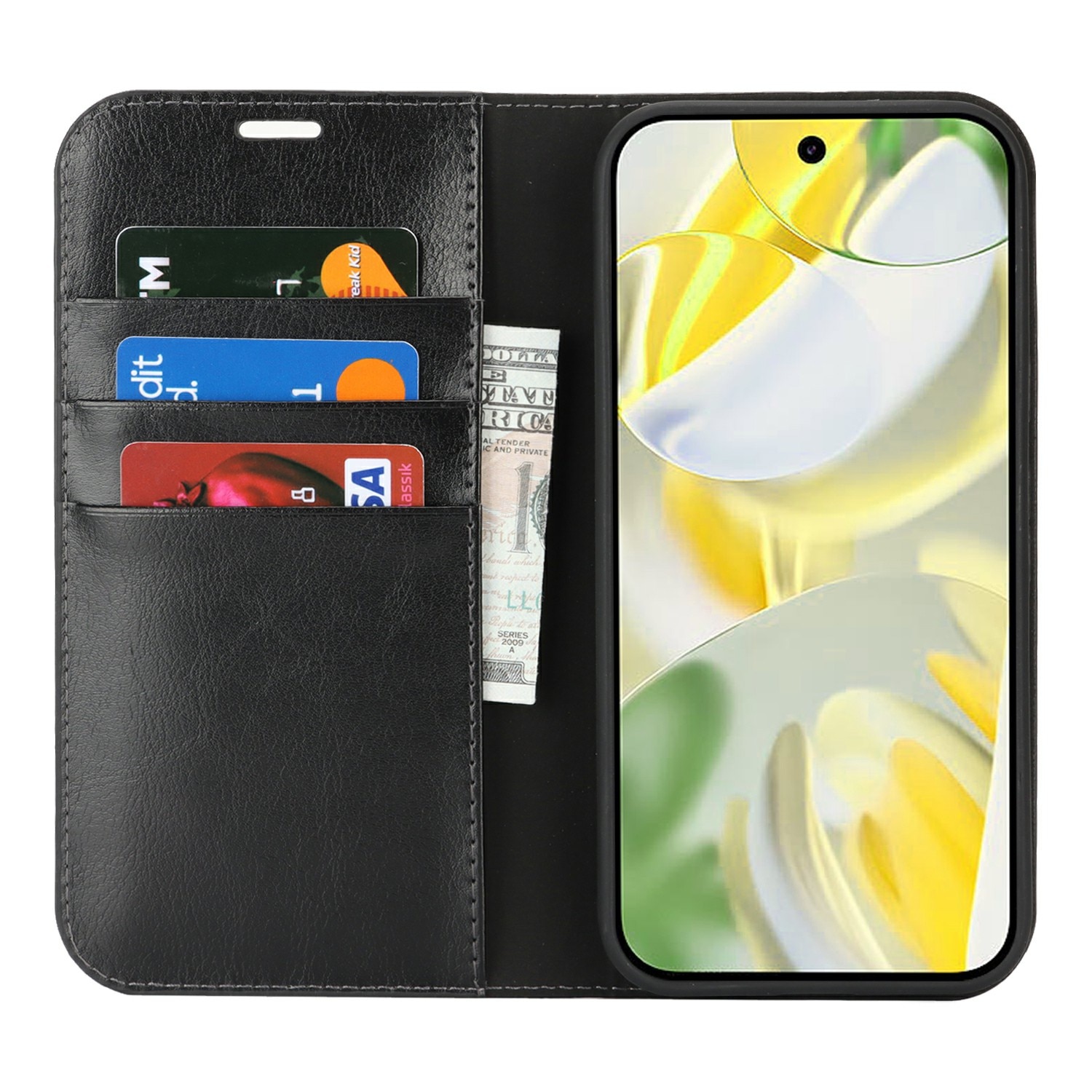 Google Pixel 10 Pro XL Handytasche aus Echtem Leder Schwarz