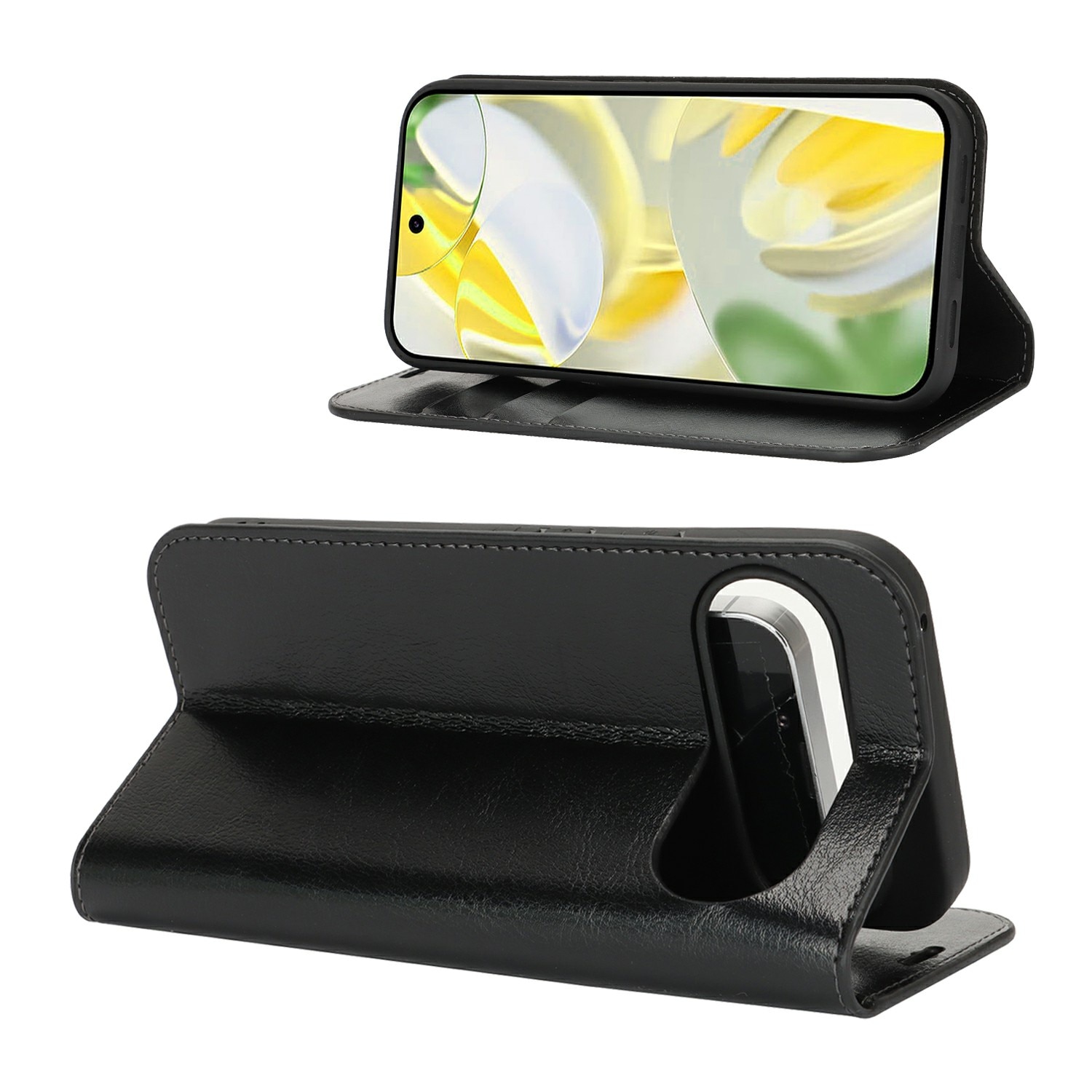 Google Pixel 10 Pro XL Handytasche aus Echtem Leder Schwarz