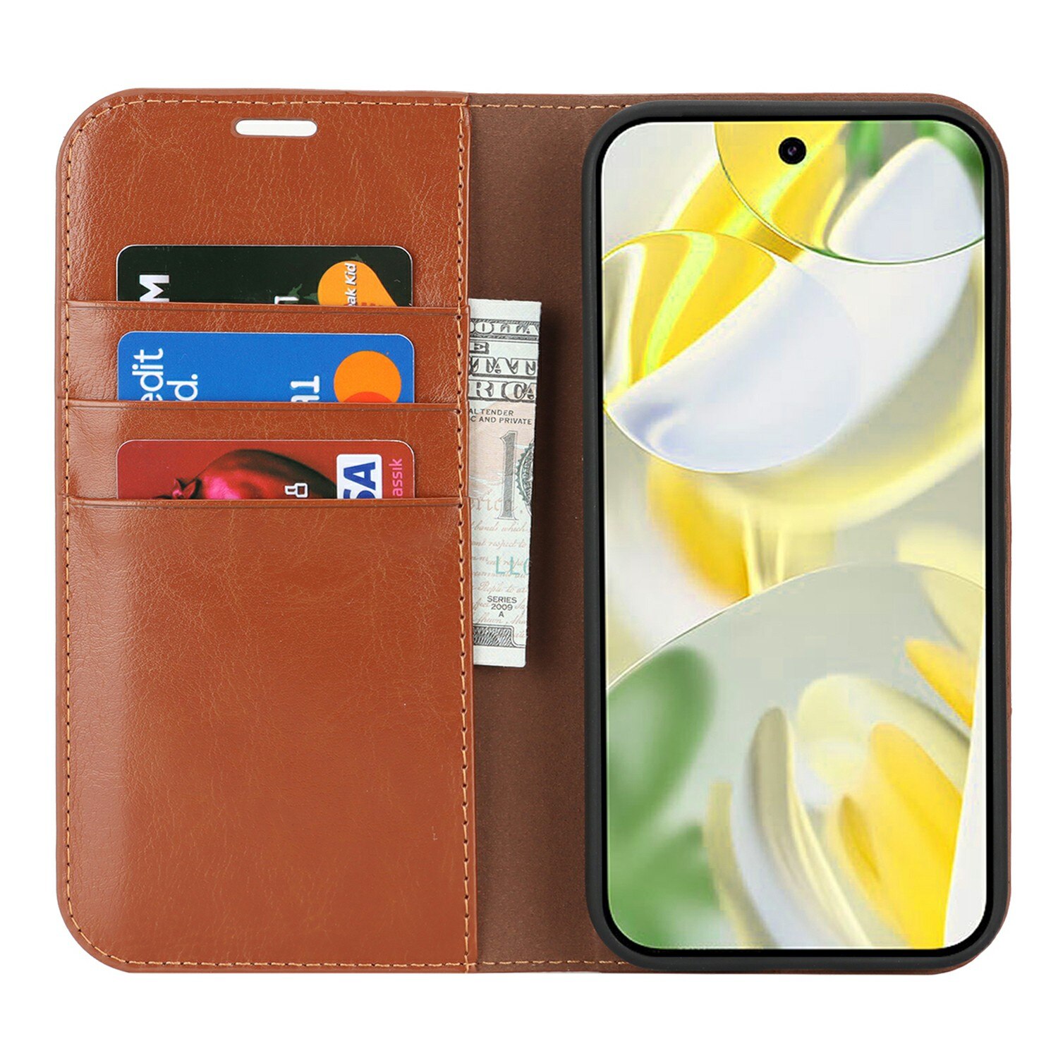 Google Pixel 10 Pro XL Handytasche aus Echtem Leder Braun