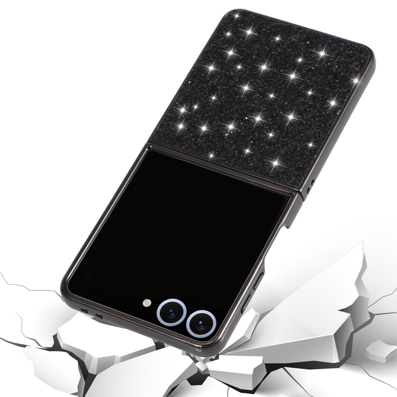 Samsung Galaxy Z Flip 7 Glitzerhülle, schwarz