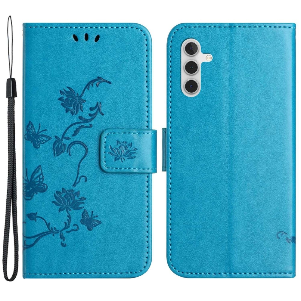 Samsung Galaxy A14 Handyhülle mit Schmetterlingsmuster, Blau