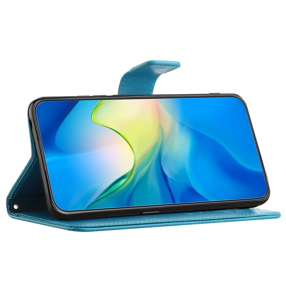 Samsung Galaxy A14 Handyhülle mit Schmetterlingsmuster, blau