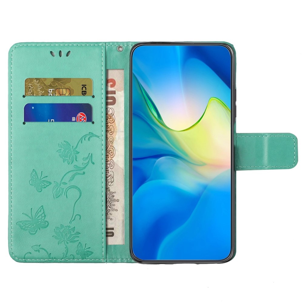 Samsung Galaxy A14 Handyhülle mit Schmetterlingsmuster, grün