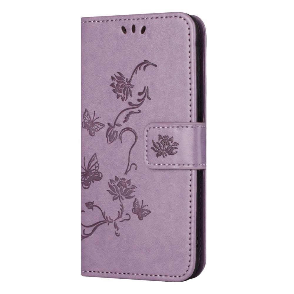 Samsung Galaxy A14 Handyhülle mit Schmetterlingsmuster, lila