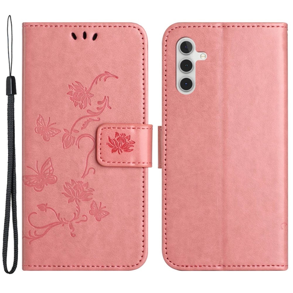 Samsung Galaxy A14 Handyhülle mit Schmetterlingsmuster, rosa