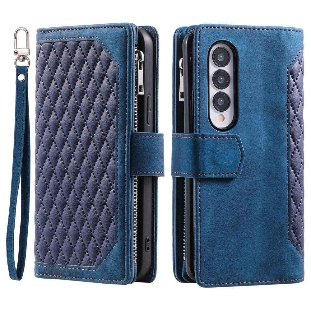 Samsung Galaxy Z Fold 4 Brieftasche Hülle Quilted Blau