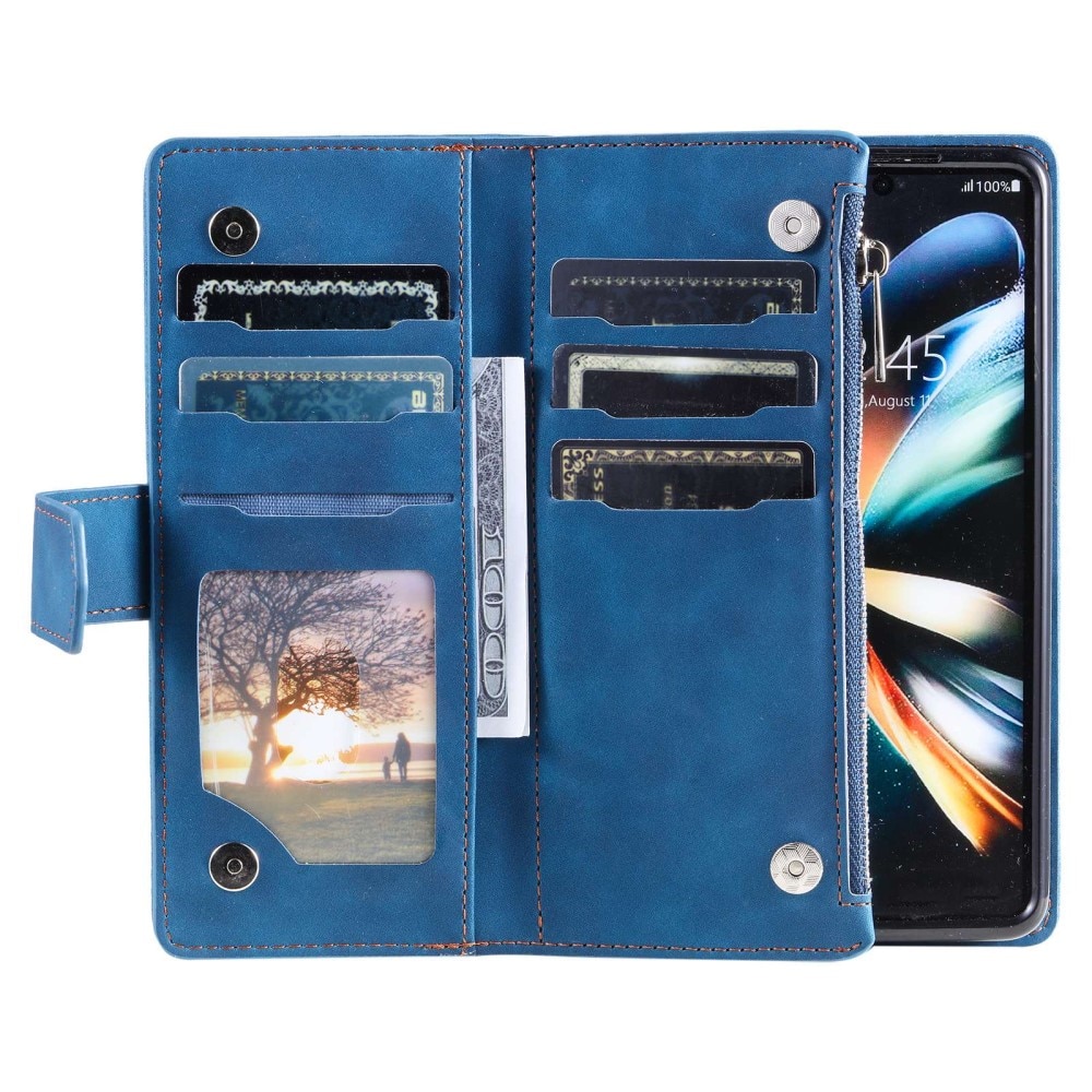 Samsung Galaxy Z Fold 4 Brieftasche Hülle Quilted Blau